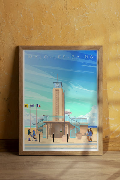 AFFICHE MALO LES BAINS - LE POSTE DE SECOURS