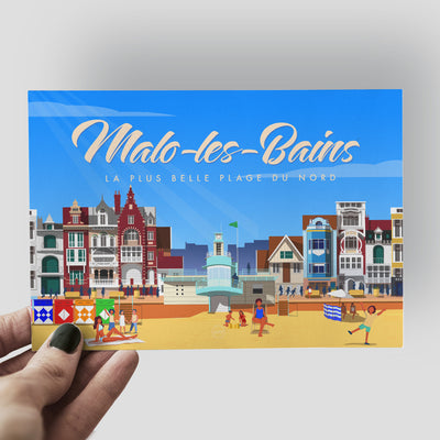 Carte Postale Malo Les Bains - La Plus Belle Plage du Nord