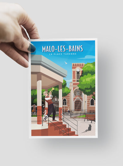 Carte Postale Malo Les Bains - La Place Turenne